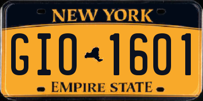 NY license plate GIO1601