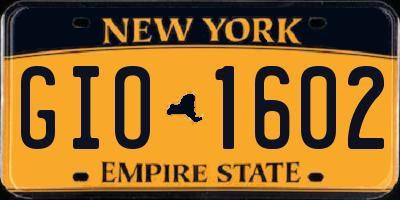 NY license plate GIO1602