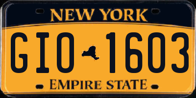 NY license plate GIO1603