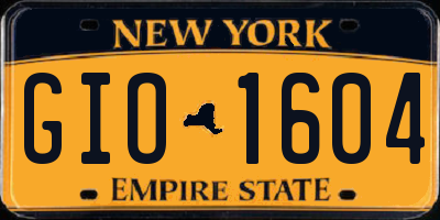 NY license plate GIO1604