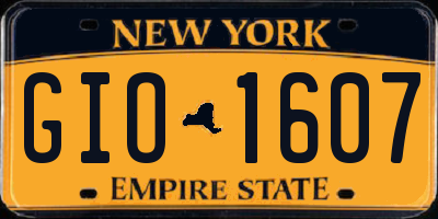 NY license plate GIO1607