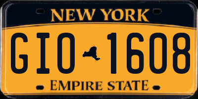 NY license plate GIO1608