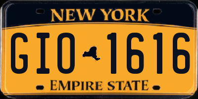 NY license plate GIO1616