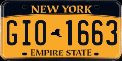 NY license plate GIO1663