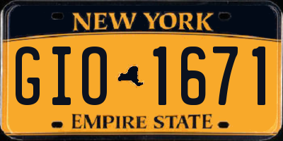 NY license plate GIO1671