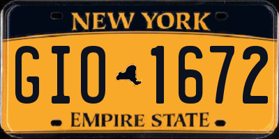 NY license plate GIO1672
