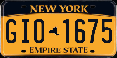 NY license plate GIO1675