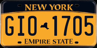 NY license plate GIO1705