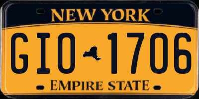 NY license plate GIO1706
