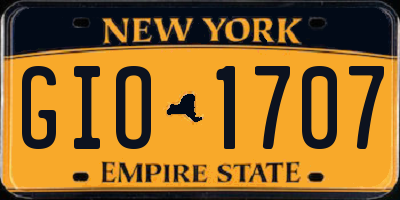 NY license plate GIO1707