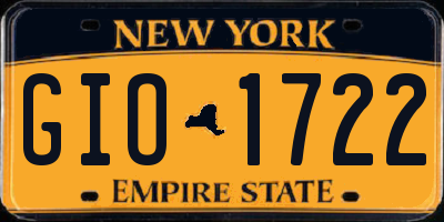 NY license plate GIO1722