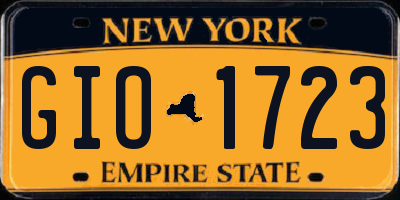 NY license plate GIO1723