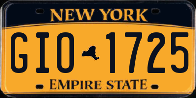 NY license plate GIO1725