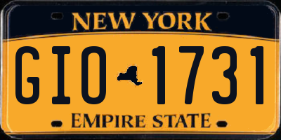 NY license plate GIO1731