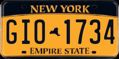 NY license plate GIO1734