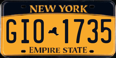 NY license plate GIO1735