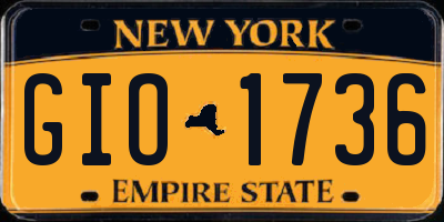 NY license plate GIO1736