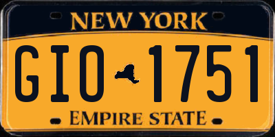 NY license plate GIO1751