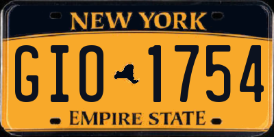 NY license plate GIO1754