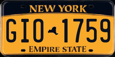 NY license plate GIO1759