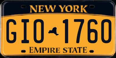 NY license plate GIO1760