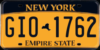 NY license plate GIO1762