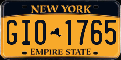 NY license plate GIO1765