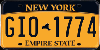 NY license plate GIO1774