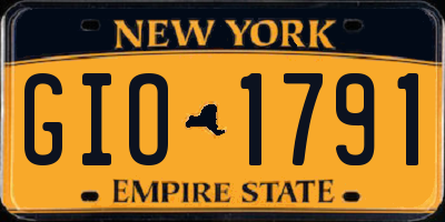 NY license plate GIO1791