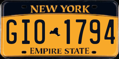 NY license plate GIO1794