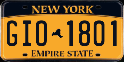 NY license plate GIO1801