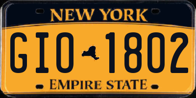 NY license plate GIO1802