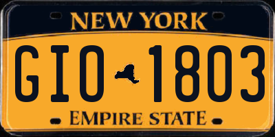 NY license plate GIO1803