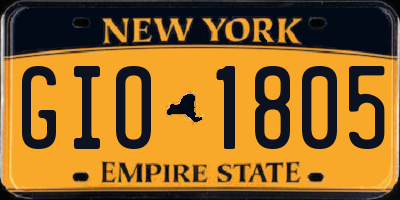 NY license plate GIO1805