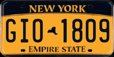 NY license plate GIO1809