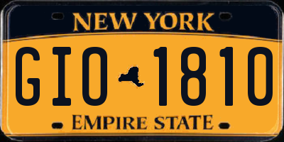 NY license plate GIO1810