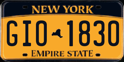 NY license plate GIO1830
