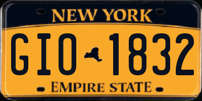 NY license plate GIO1832