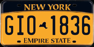 NY license plate GIO1836