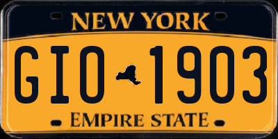 NY license plate GIO1903