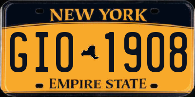 NY license plate GIO1908