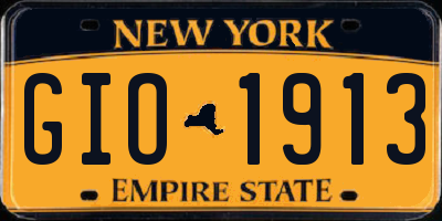 NY license plate GIO1913