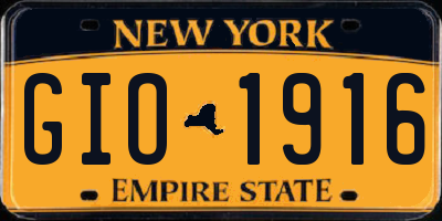 NY license plate GIO1916