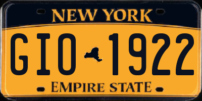 NY license plate GIO1922