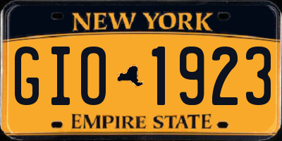 NY license plate GIO1923