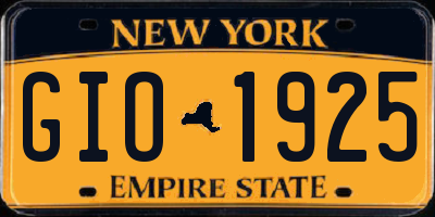 NY license plate GIO1925