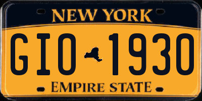 NY license plate GIO1930
