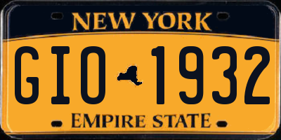 NY license plate GIO1932