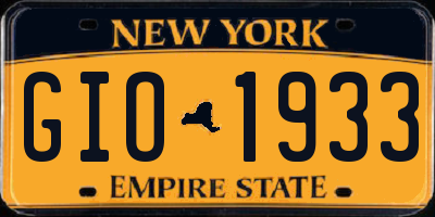 NY license plate GIO1933