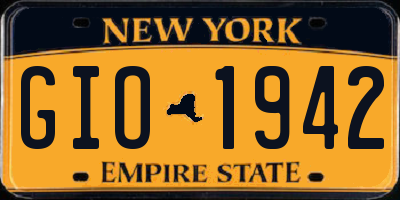 NY license plate GIO1942